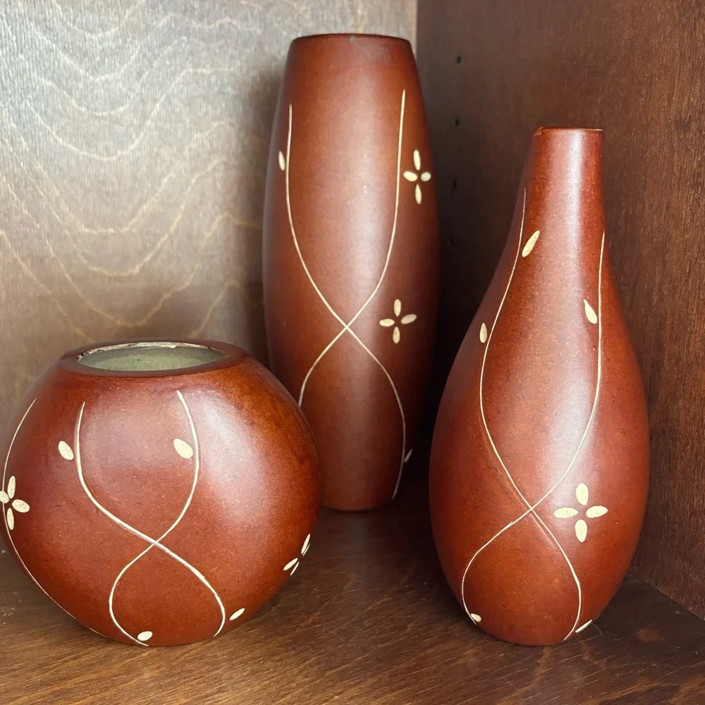 Wooden Flower Vase Set 3-piece Bud‎ Vases Natural Gifts Mid-century style